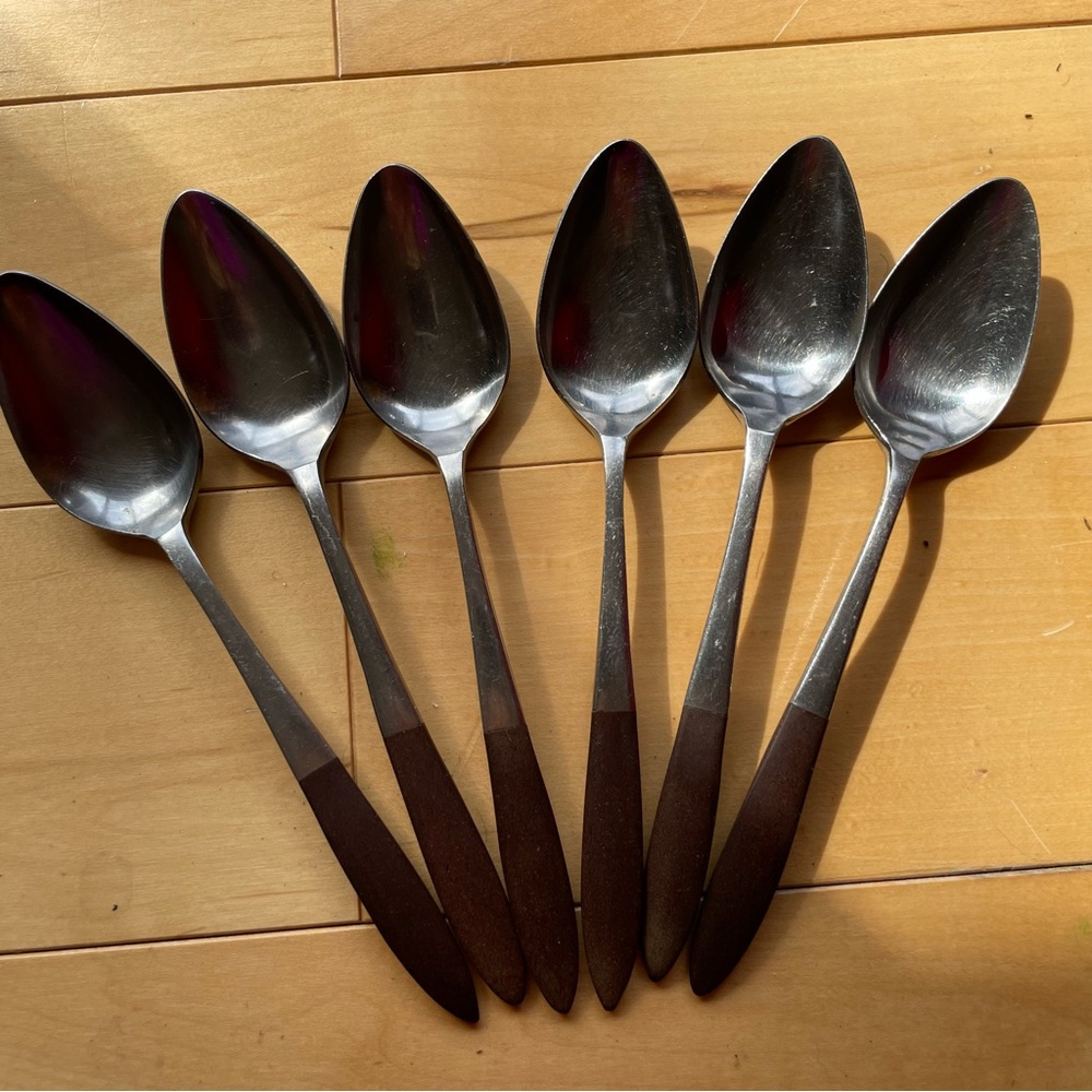 Stainless Steel made in Japan teaspoons with wooden handles, beautiful .